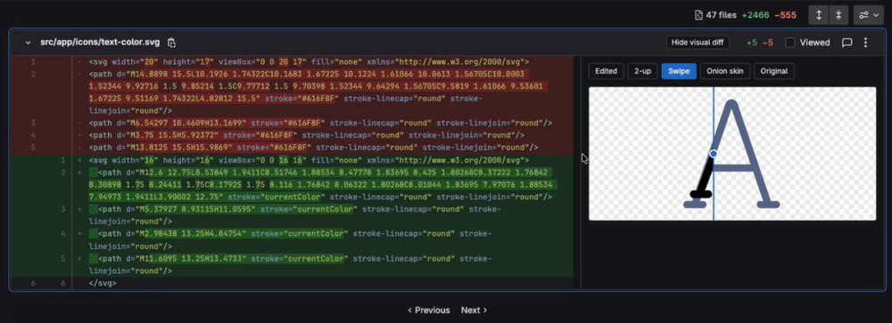 GitLab SVG Differ showing multiple visual diff modes