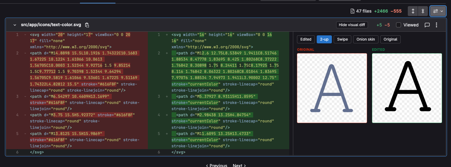 GitLab SVG Differ rendered SVG diff interface preview